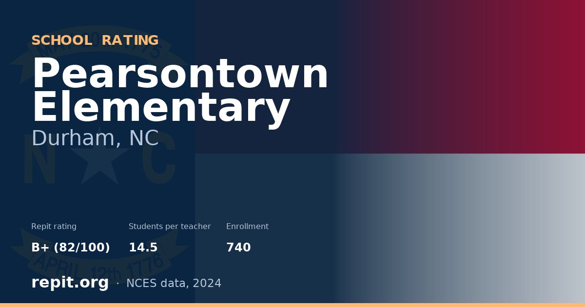 Pearsontown Elementary, Durham, NC — Repit school rating B+ (82/100)