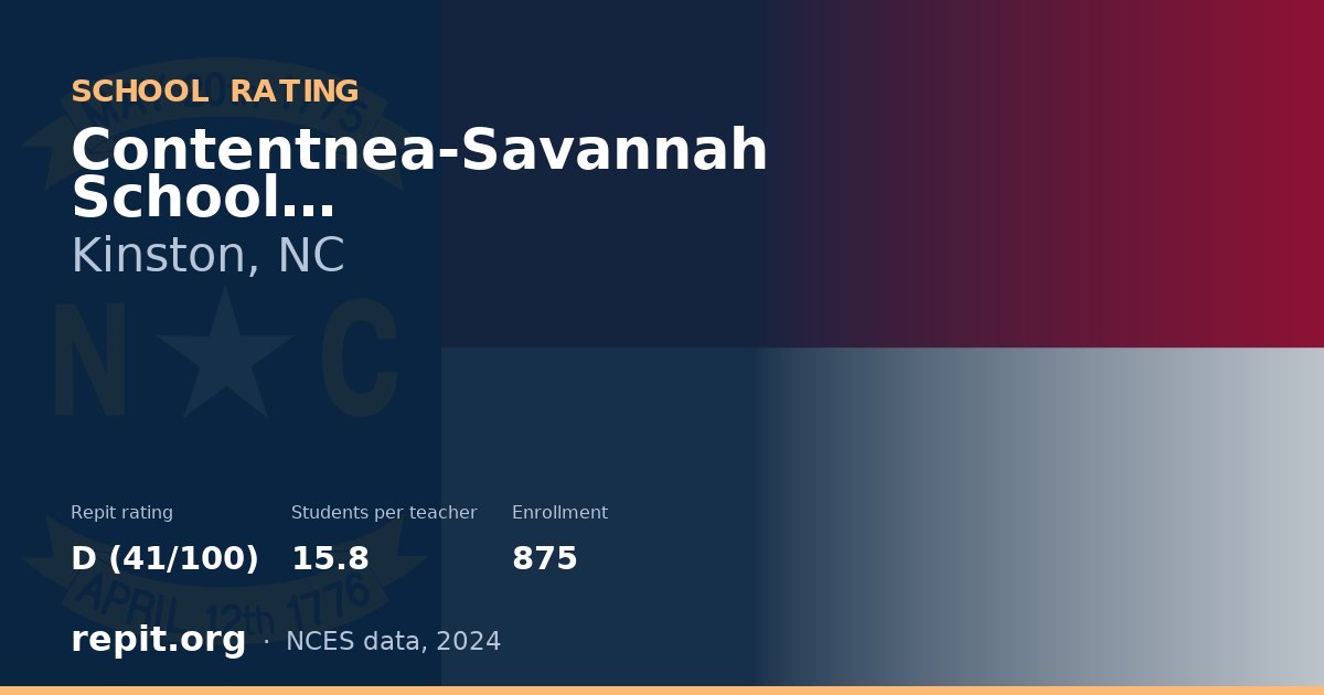 Contentnea-Savannah School, Kinston, NC — Repit school rating D (41/100)