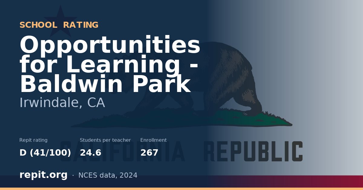 Opportunities for Learning - Baldwin Park, Irwindale, CA — Repit school rating D (41/100)
