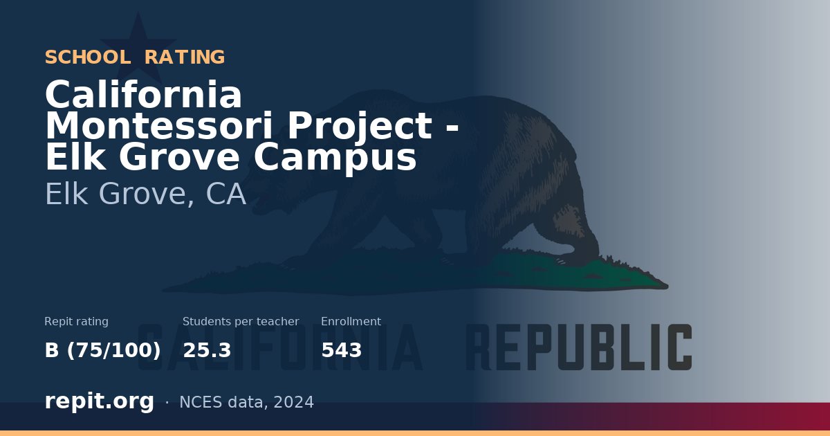 California Montessori Project - Elk Grove Campus, Elk Grove, CA — Repit school rating B (75/100)
