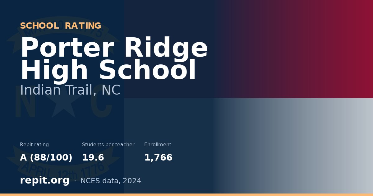 Porter Ridge High School, Indian Trail, NC — Repit school rating A (88/100)