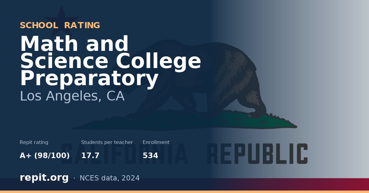 Math and Science College Preparatory, Los Angeles, CA — Repit school rating A+ (98/100)