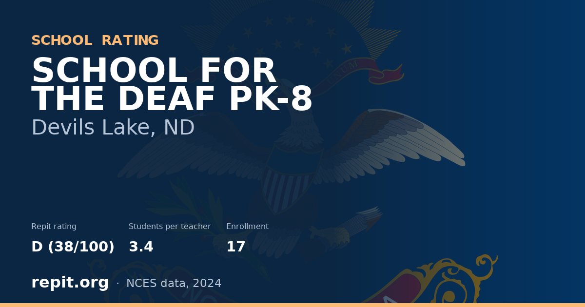 SCHOOL FOR THE DEAF PK-8, Devils Lake, ND — Repit school rating D (38/100)