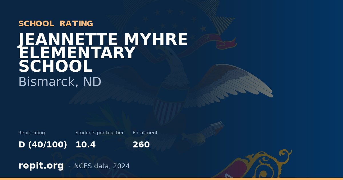 JEANNETTE MYHRE ELEMENTARY SCHOOL, Bismarck, ND — Repit school rating D (40/100)