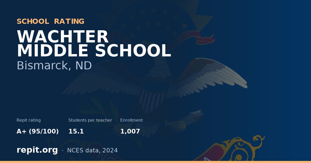 WACHTER MIDDLE SCHOOL, Bismarck, ND — Repit school rating A+ (95/100)