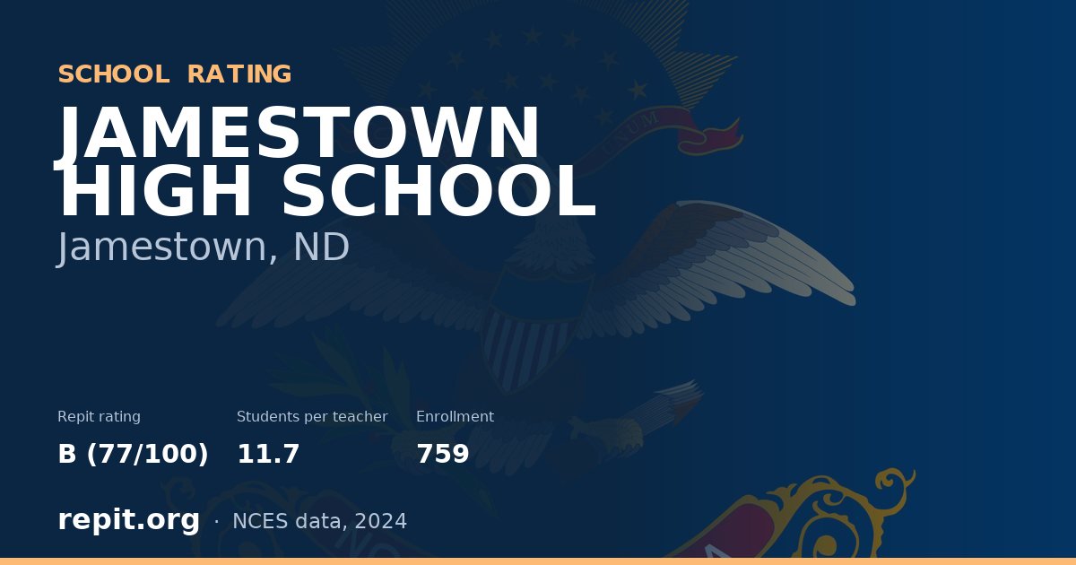JAMESTOWN HIGH SCHOOL, Jamestown, ND — Repit school rating B (77/100)