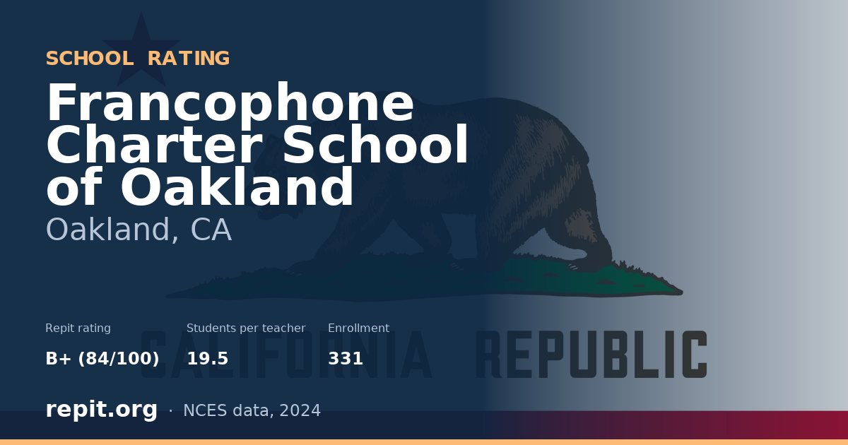 Francophone Charter School of Oakland, Oakland, CA — Repit school rating B+ (84/100)