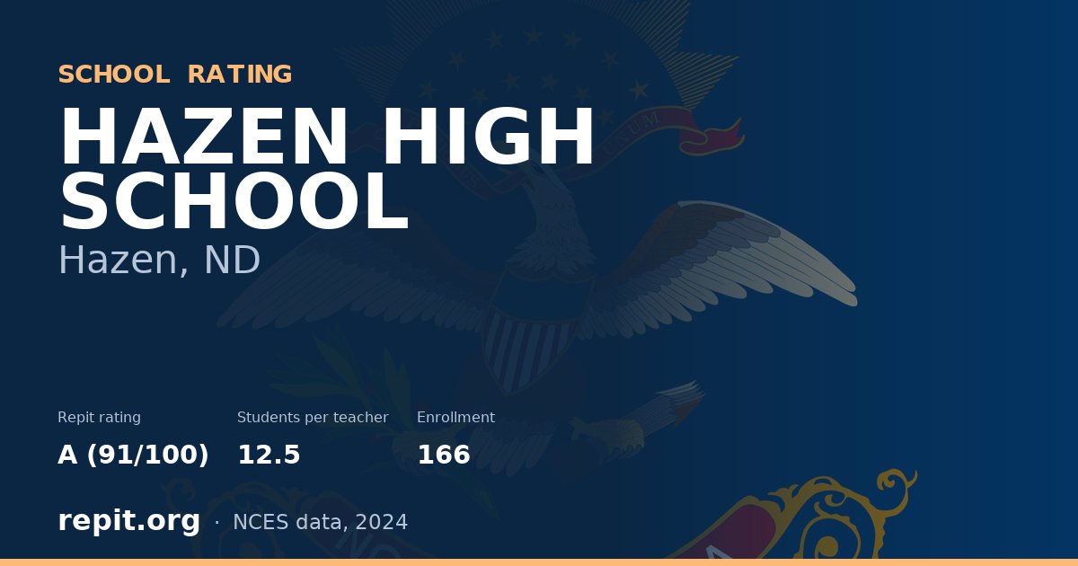 HAZEN HIGH SCHOOL, Hazen, ND — Repit school rating A (91/100)