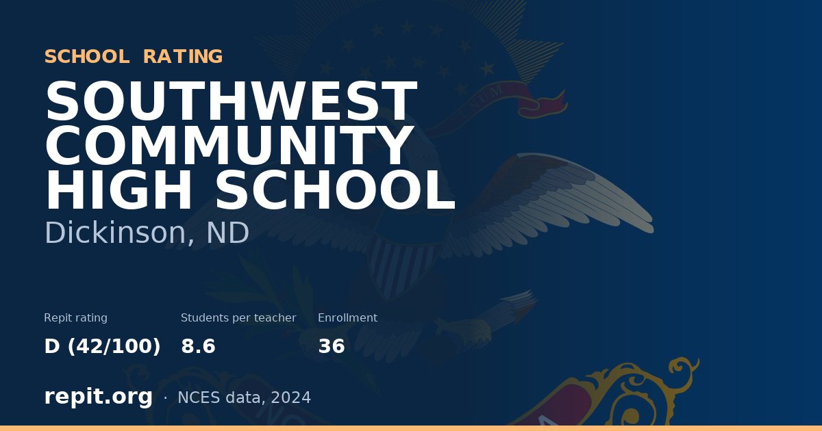 SOUTHWEST COMMUNITY HIGH SCHOOL, Dickinson, ND — Repit school rating D (42/100)