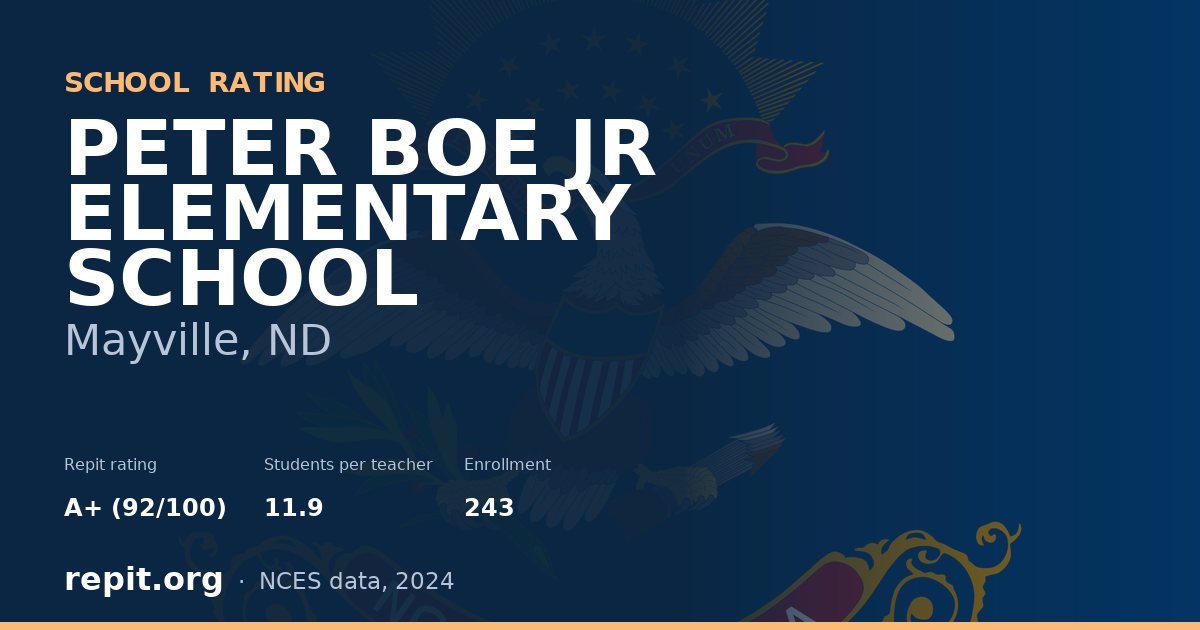PETER BOE JR ELEMENTARY SCHOOL, Mayville, ND — Repit school rating A+ (92/100)