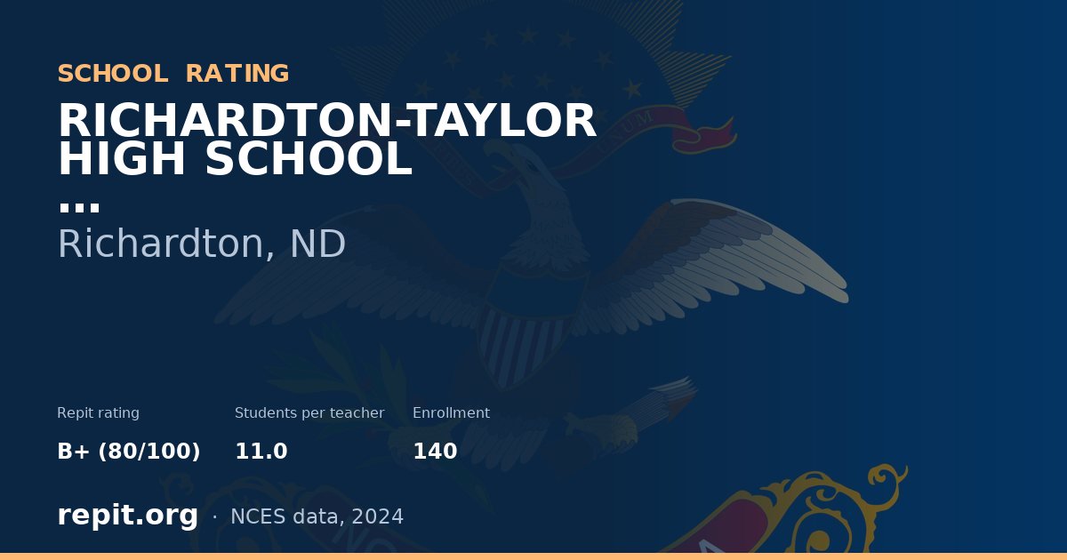 RICHARDTON-TAYLOR HIGH SCHOOL, Richardton, ND — Repit school rating B+ (80/100)