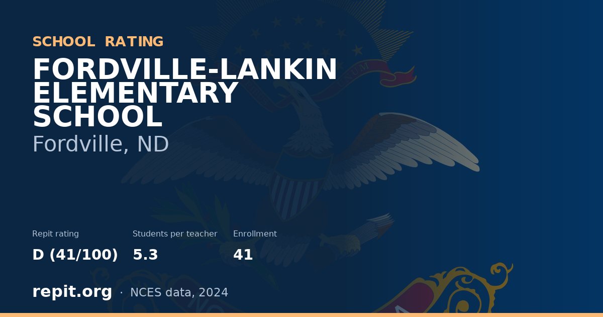 FORDVILLE-LANKIN ELEMENTARY SCHOOL, Fordville, ND — Repit school rating D (41/100)