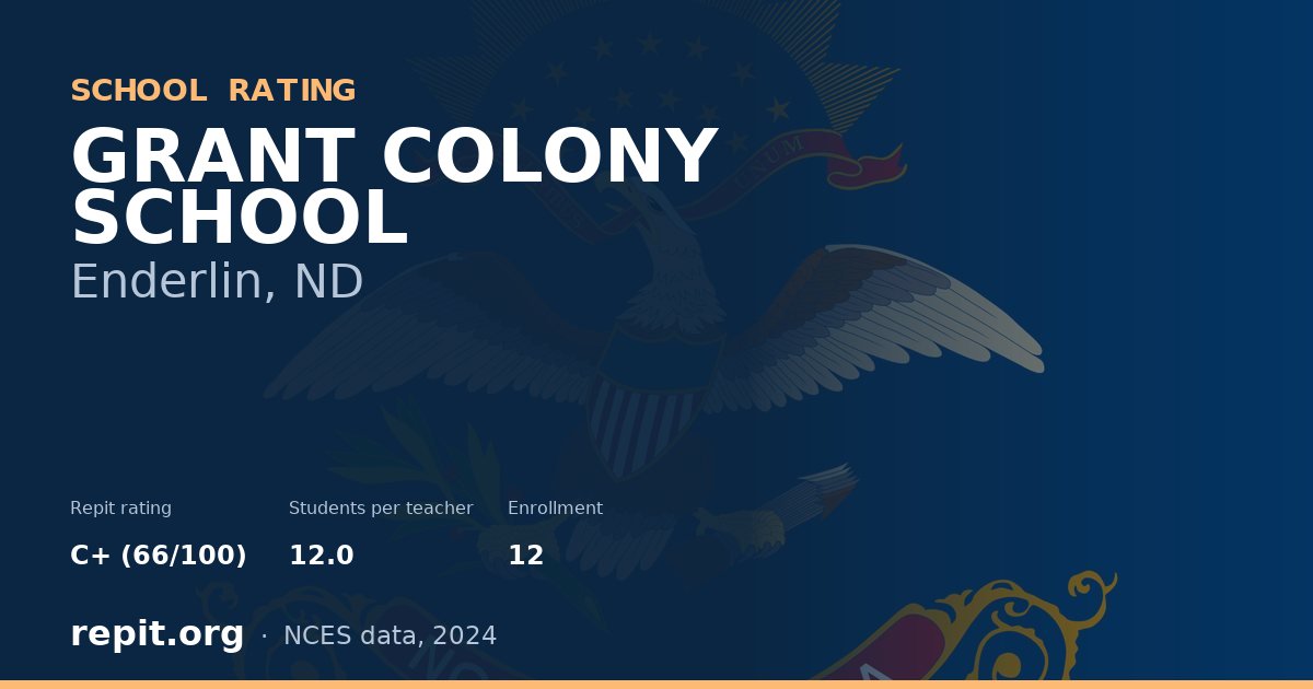 GRANT COLONY SCHOOL, Enderlin, ND — Repit school rating C+ (66/100)
