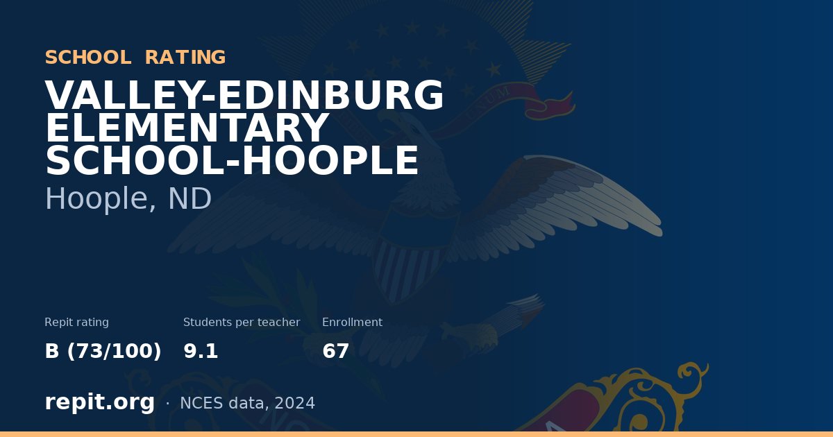 VALLEY-EDINBURG ELEMENTARY SCHOOL-HOOPLE, Hoople, ND — Repit school rating B (73/100)
