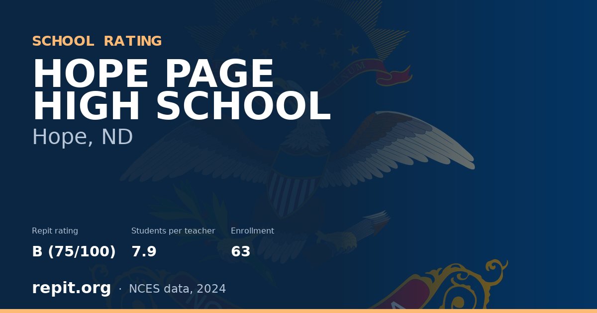 HOPE PAGE HIGH SCHOOL, Hope, ND — Repit school rating B (75/100)