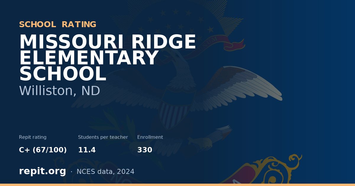 MISSOURI RIDGE ELEMENTARY SCHOOL, Williston, ND — Repit school rating C+ (67/100)