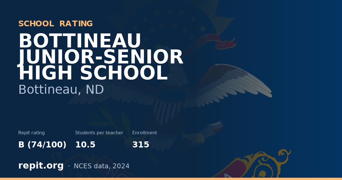 BOTTINEAU JUNIOR-SENIOR HIGH SCHOOL, Bottineau, ND — Repit school rating B (74/100)