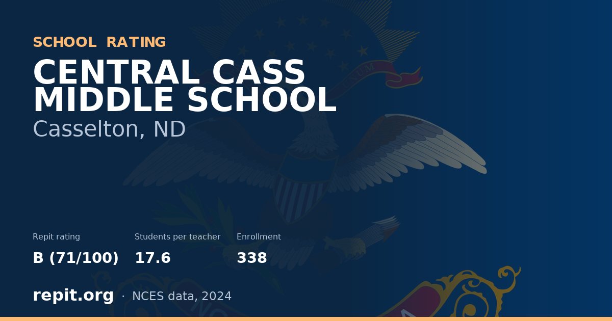 CENTRAL CASS MIDDLE SCHOOL, Casselton, ND — Repit school rating B (71/100)