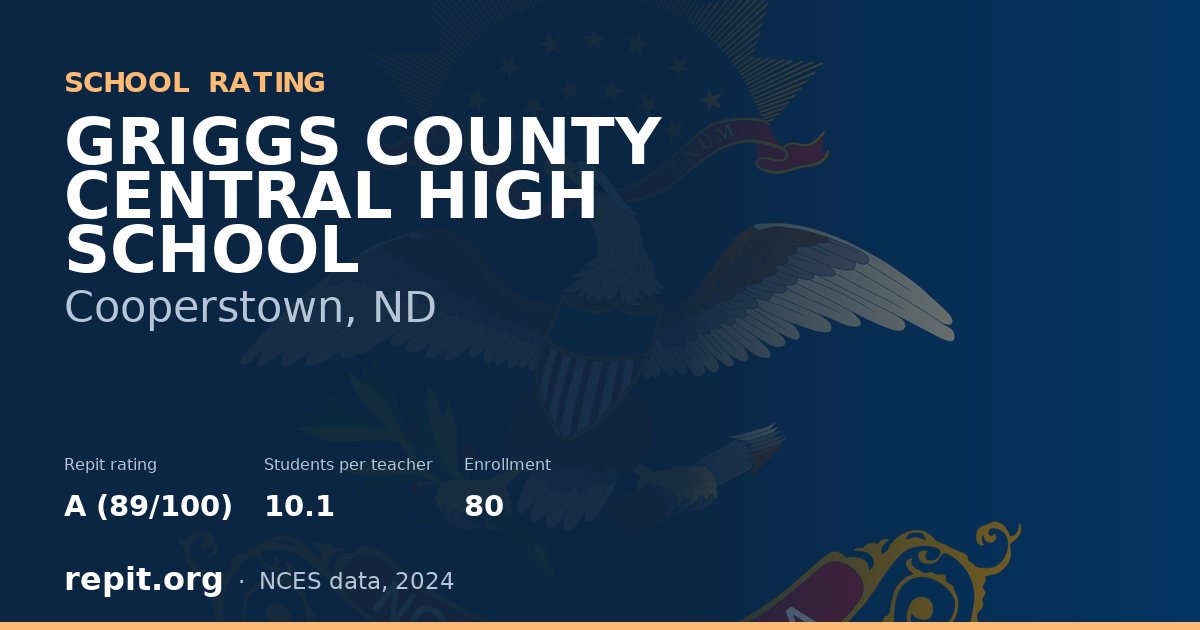 GRIGGS COUNTY CENTRAL HIGH SCHOOL, Cooperstown, ND — Repit school rating A (89/100)