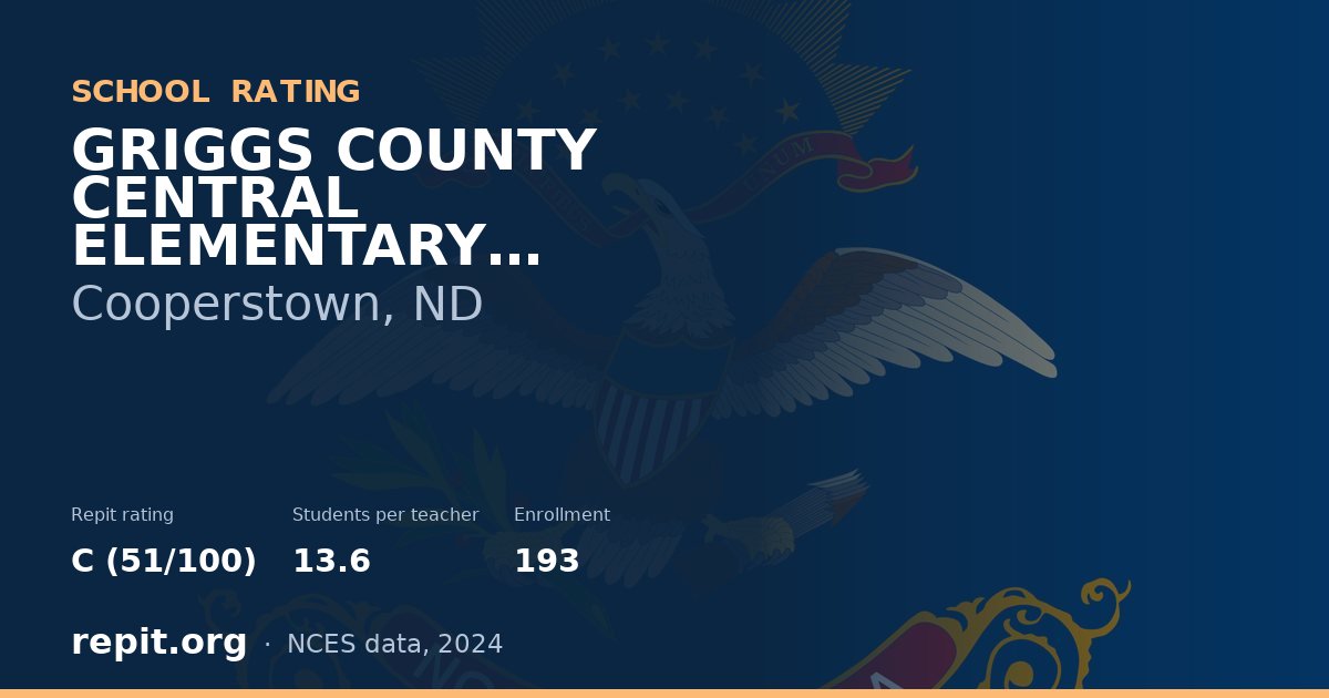 GRIGGS COUNTY CENTRAL ELEMENTARY SCHOOL, Cooperstown, ND — Repit school rating C (51/100)