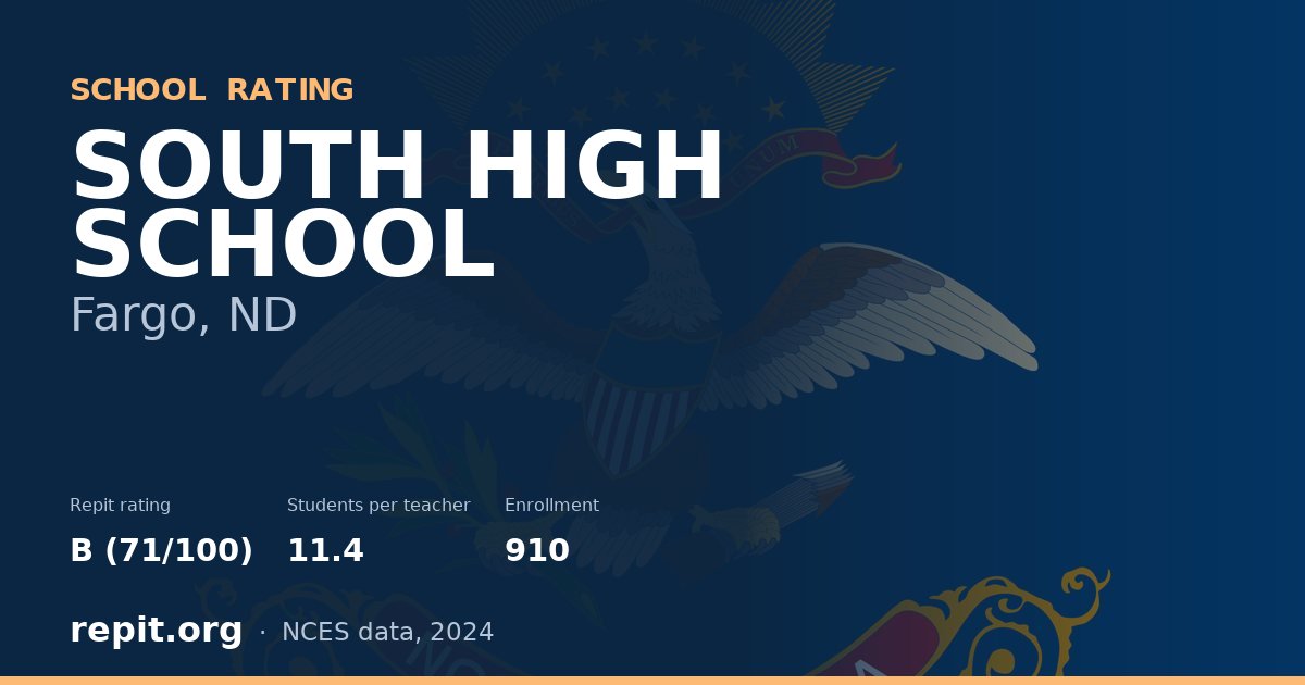 SOUTH HIGH SCHOOL, Fargo, ND — Repit school rating B (71/100)