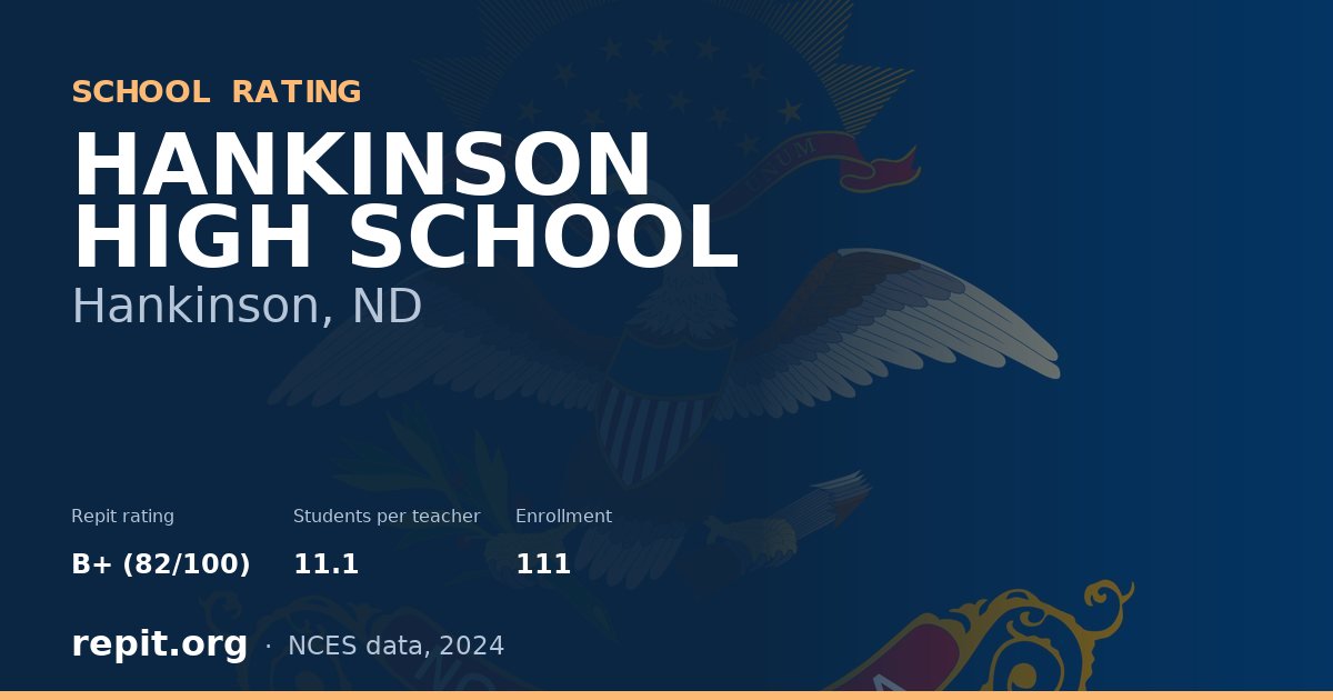 HANKINSON HIGH SCHOOL, Hankinson, ND — Repit school rating B+ (82/100)
