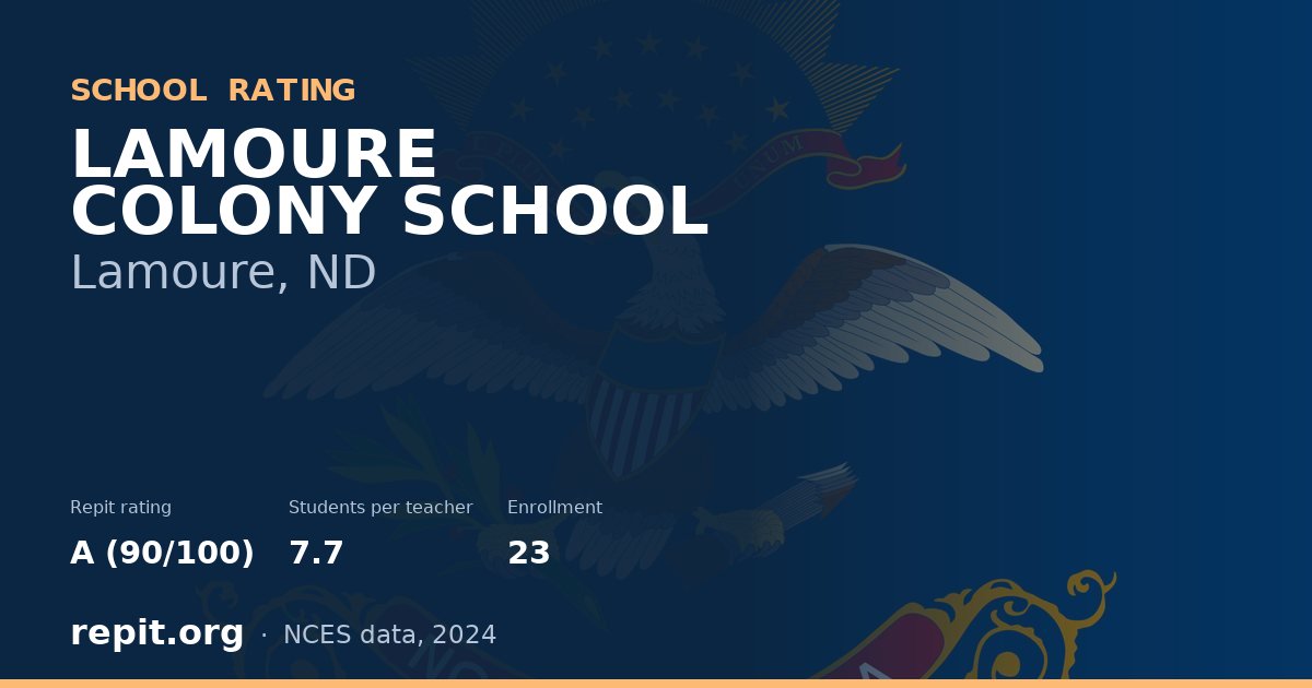 LAMOURE COLONY SCHOOL, Lamoure, ND — Repit school rating A (90/100)