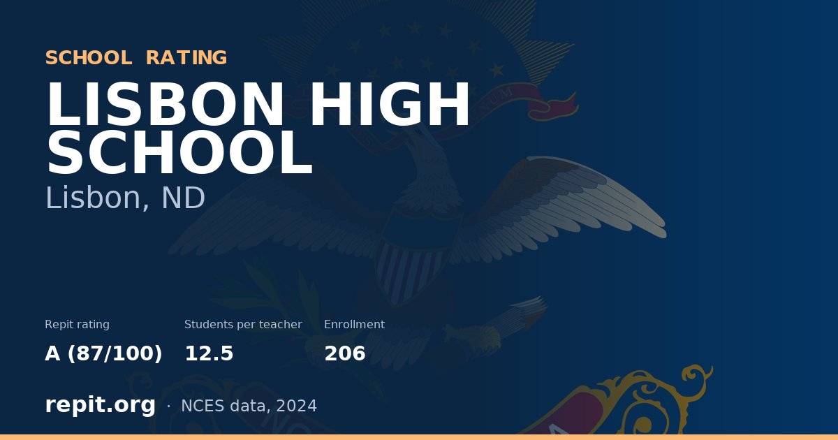 LISBON HIGH SCHOOL, Lisbon, ND — Repit school rating A (87/100)