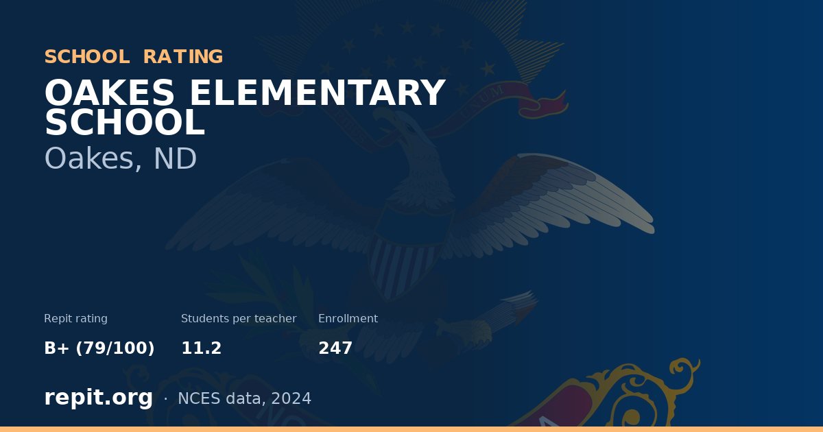 OAKES ELEMENTARY SCHOOL, Oakes, ND — Repit school rating B+ (79/100)