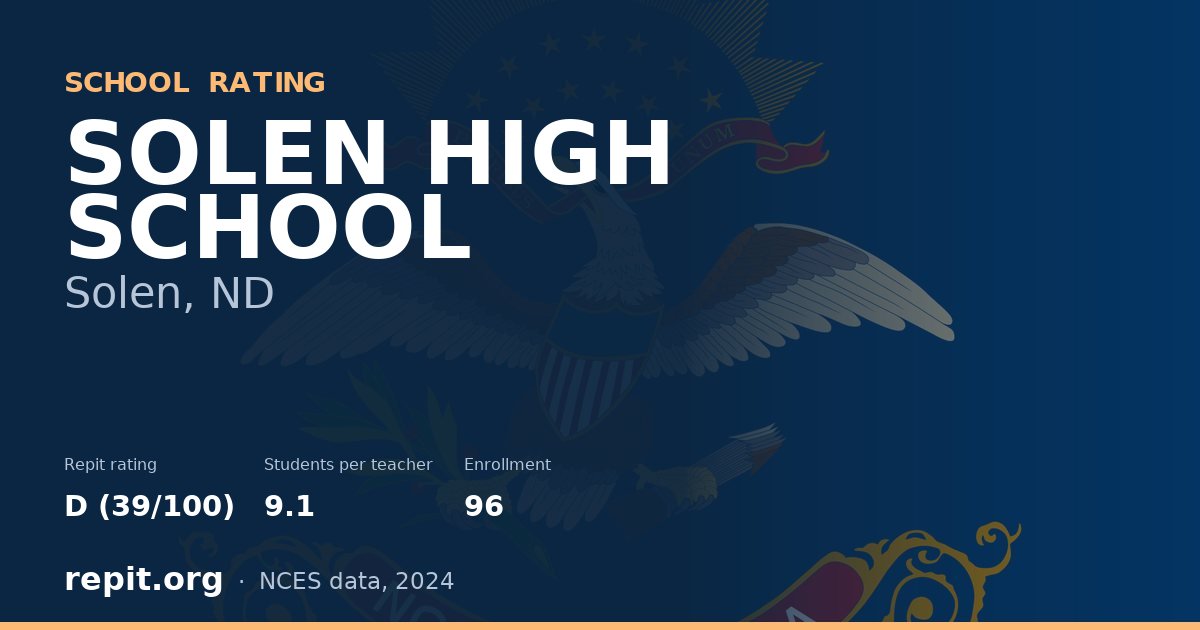 SOLEN HIGH SCHOOL, Solen, ND — Repit school rating D (39/100)