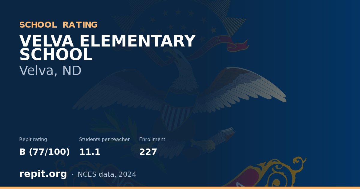 VELVA ELEMENTARY SCHOOL, Velva, ND — Repit school rating B (77/100)