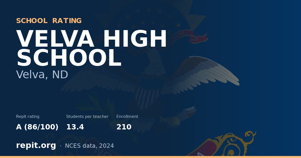 VELVA HIGH SCHOOL, Velva, ND — Repit school rating A (86/100)