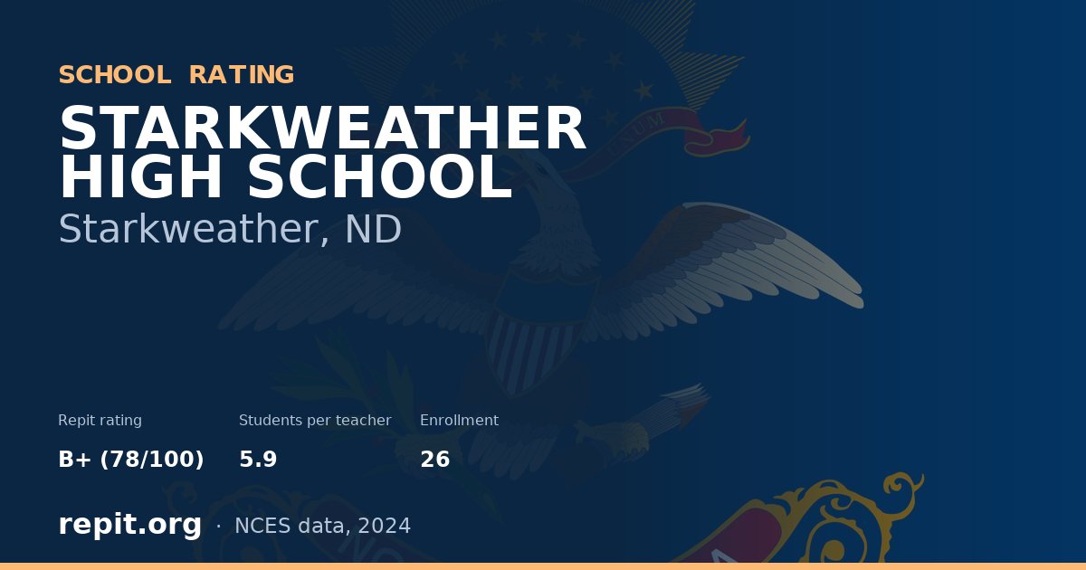 STARKWEATHER HIGH SCHOOL, Starkweather, ND — Repit school rating B+ (78/100)