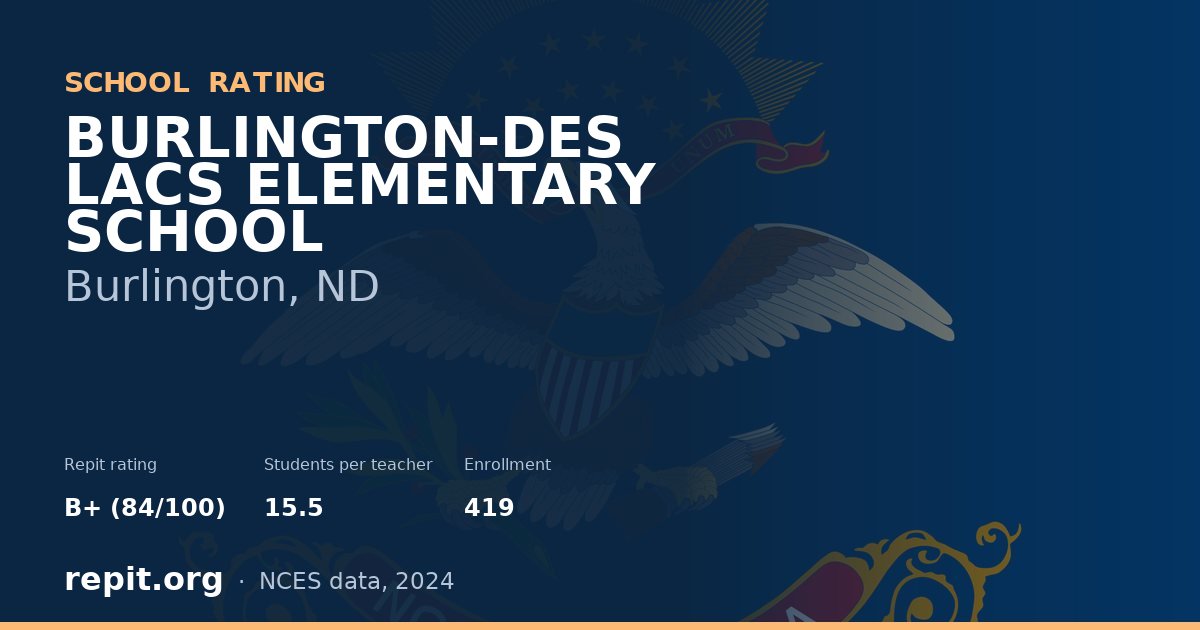 BURLINGTON-DES LACS ELEMENTARY SCHOOL, Burlington, ND — Repit school rating B+ (84/100)