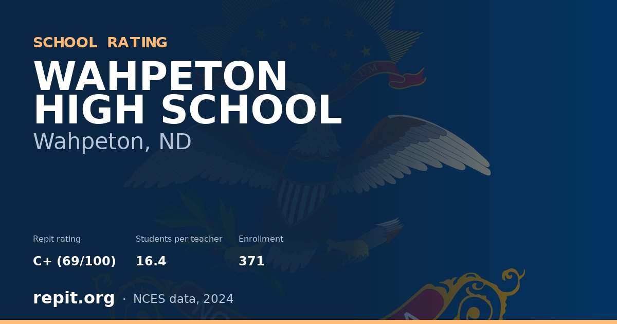 WAHPETON HIGH SCHOOL, Wahpeton, ND — Repit school rating C+ (69/100)