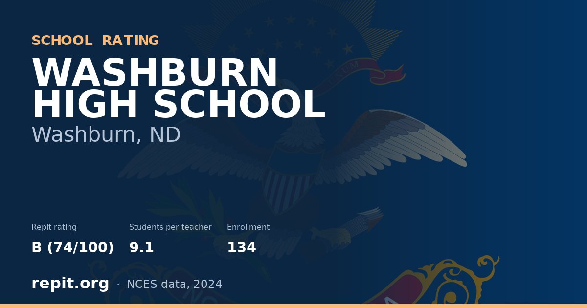 WASHBURN HIGH SCHOOL, Washburn, ND — Repit school rating B (74/100)