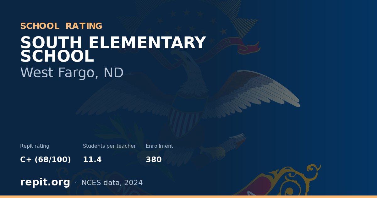 SOUTH ELEMENTARY SCHOOL, West Fargo, ND — Repit school rating C+ (68/100)