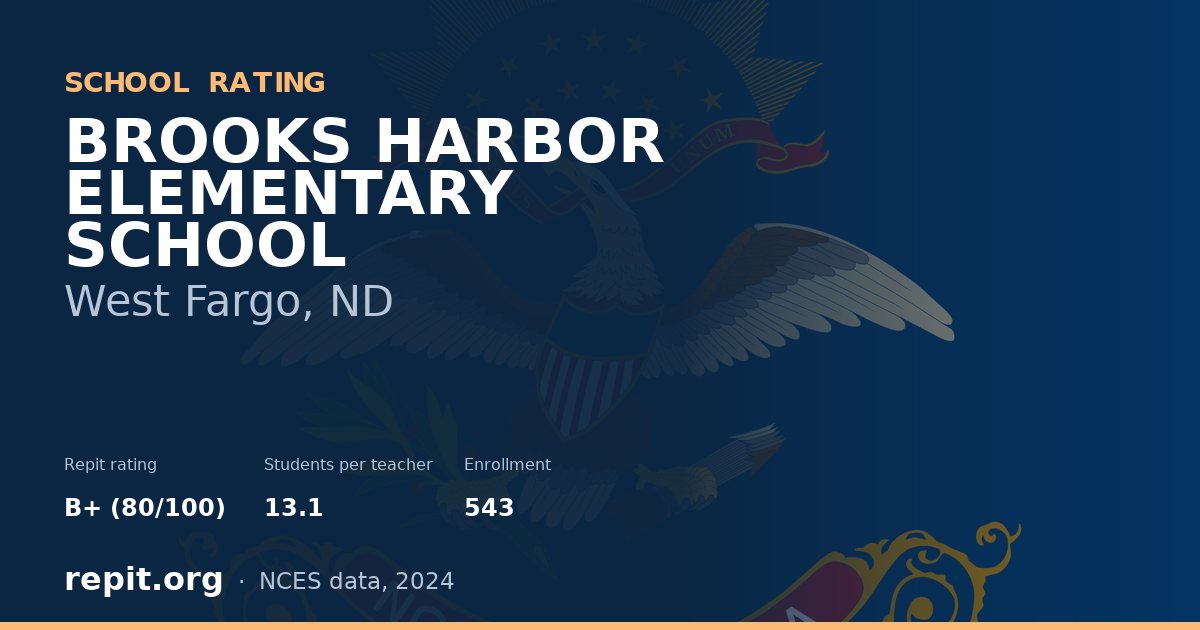 BROOKS HARBOR ELEMENTARY SCHOOL, West Fargo, ND — Repit school rating B+ (80/100)