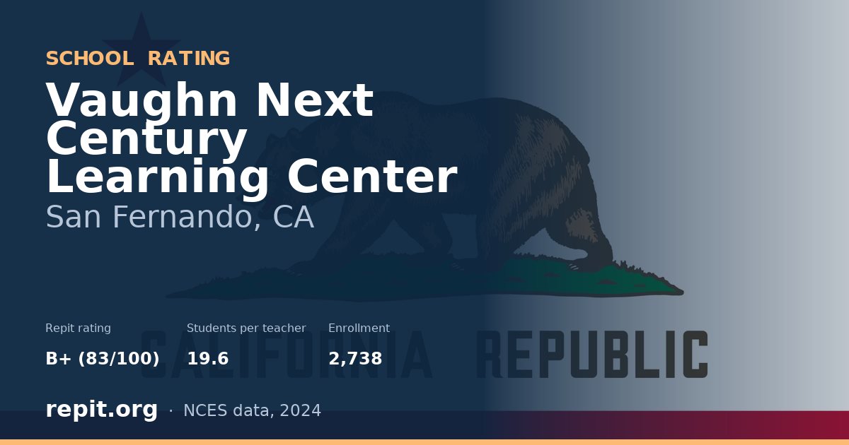Vaughn Next Century Learning Center, San Fernando, CA — Repit school rating B+ (83/100)