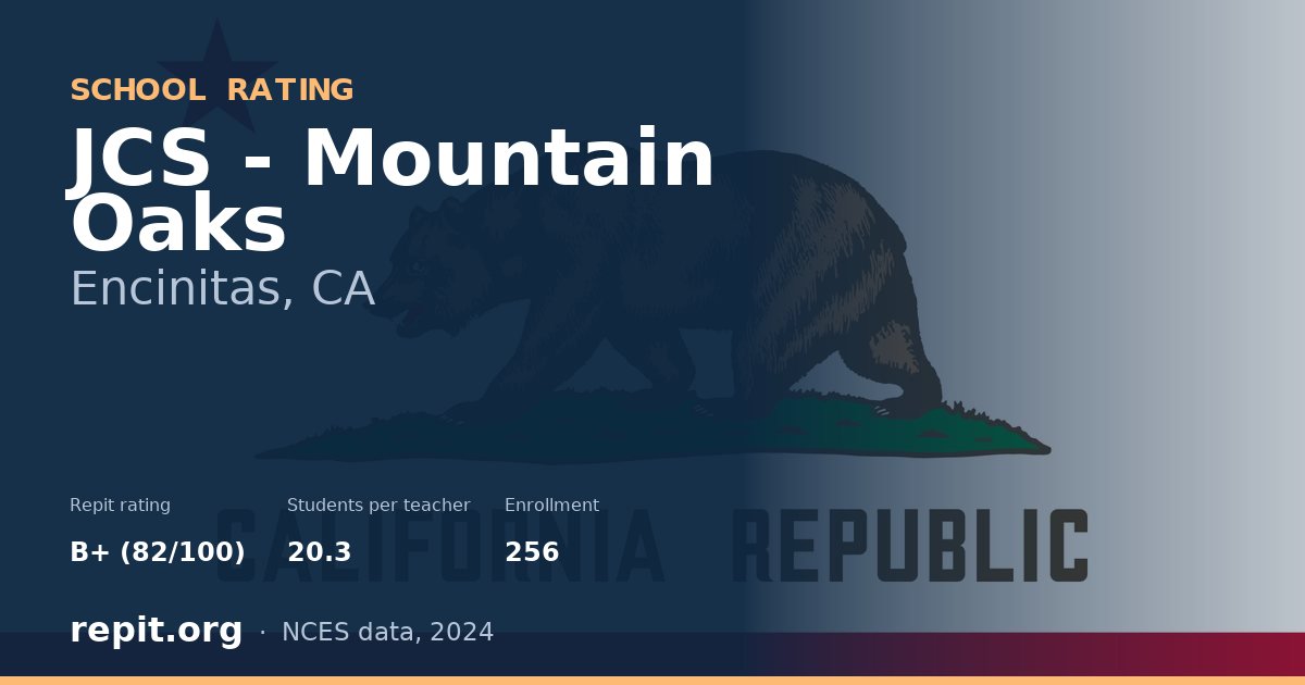 JCS - Mountain Oaks, Encinitas, CA — Repit school rating B+ (82/100)