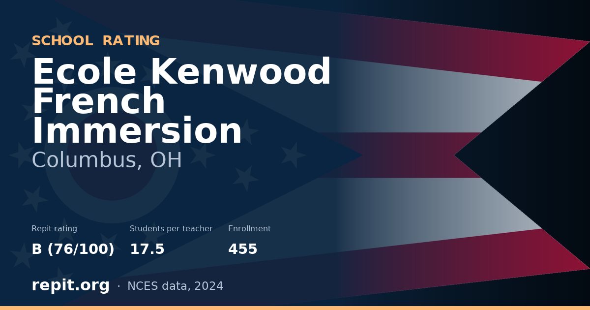 Ecole Kenwood French Immersion, Columbus, OH — Repit school rating B (76/100)