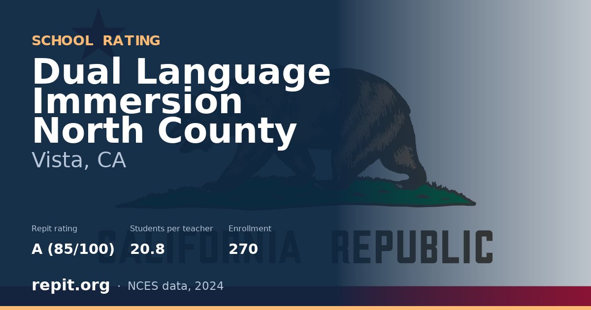 Dual Language Immersion North County, Vista, CA — Repit school rating A (85/100)