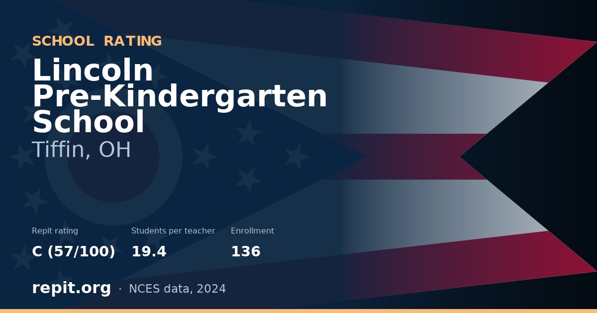 Lincoln Pre-Kindergarten School, Tiffin, OH — Repit school rating C (57/100)