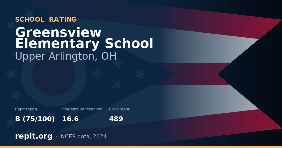 Greensview Elementary School, Upper Arlington, OH — Repit school rating B (75/100)