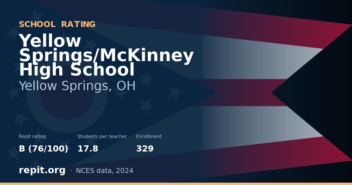 Yellow Springs/McKinney High School, Yellow Springs, OH — Repit school rating B (76/100)