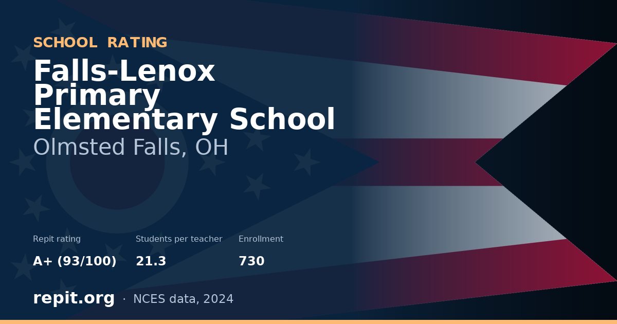 Falls-Lenox Primary Elementary School, Olmsted Falls, OH — Repit school rating A+ (93/100)