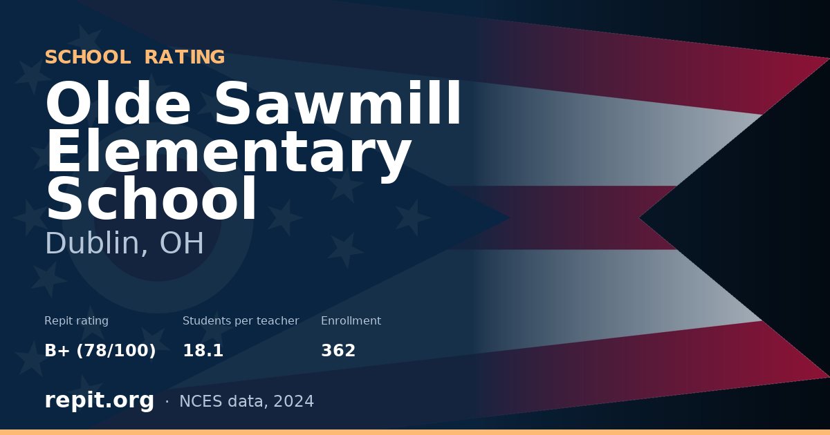 Olde Sawmill Elementary School, Dublin, OH — Repit school rating B+ (78/100)