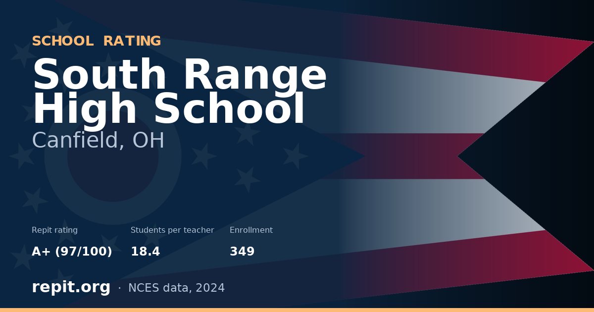 South Range High School, Canfield, OH — Repit school rating A+ (97/100)
