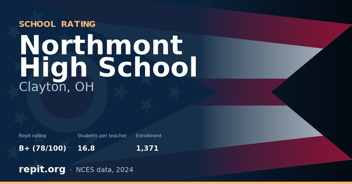 Northmont High School, Clayton, OH — Repit school rating B+ (78/100)
