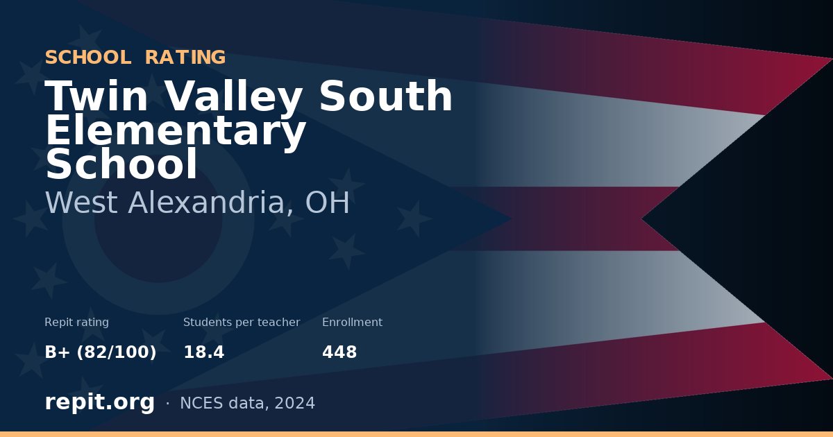 Twin Valley South Elementary School, West Alexandria, OH — Repit school rating B+ (82/100)
